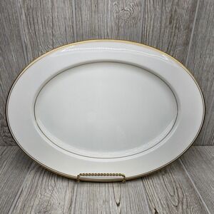 Mikasa Wheaton A1-102 Bone China Oval Serving Platter 15 Inch Gold Trim Japan
